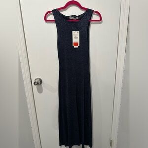 Zara WOMAN NWT BLUE METALLIC
THREAD KNIT MIDI